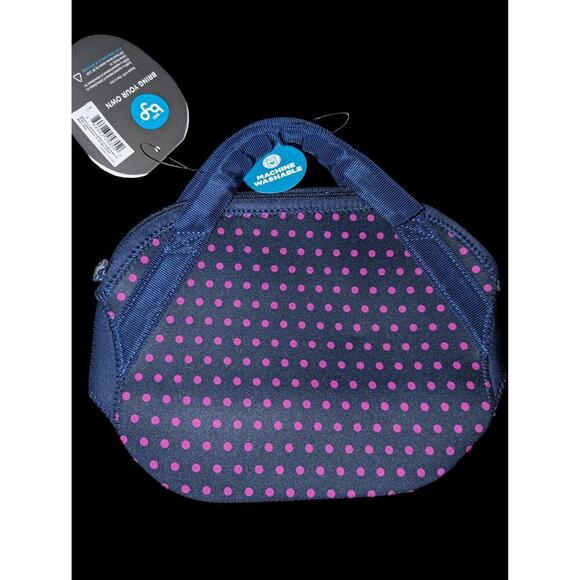 Built Mini Satchel Lunch Bag Size Mini Purple Pink Polka Dot Insulated Portable - Picture 3 of 4